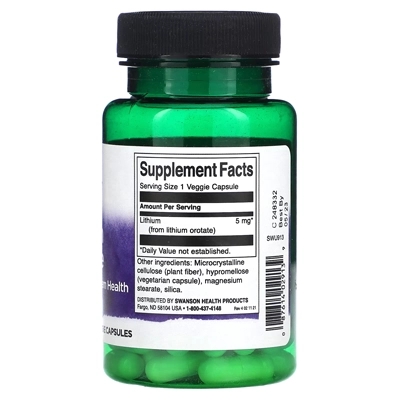 مکمل سوآنسان، لیتیم اوروتات Swanson, Lithium Orotate