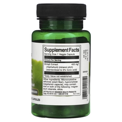 مکمل غذایی Swanson, Shilajit Extract, Standardized, 400 mg, 60 Veggie Capsules