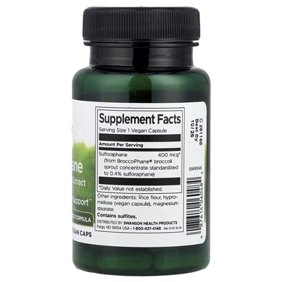 مکمل سوپر فود سولفورافان از عصاره جوانه کلم بروکلی Swanson, Sulforaphane from Broccoli Sprout Extract