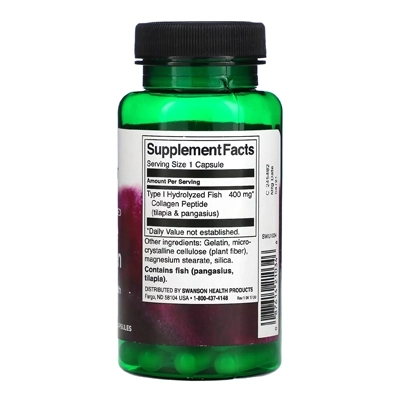 مکمل کلاژن دریایی Marine Collagen (400 میلی‌گرم)، 60 عددی برند سوآنسان (Swanson)
