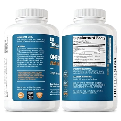 روغن ماهی امگا 3 بدون جیوه دکتر توبیاسDr. Tobias Omega 3 Triple Strength