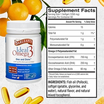 امگا 3 ای پی ای بالا بارلینز Barlean's Organic Oils Ideal Omega-3