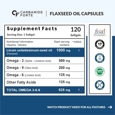 قرص روغن بذر کتان ارگانیک (فلکسید اویل) Flaxseed Oil Omega 3 6 9 Carbamide Forte