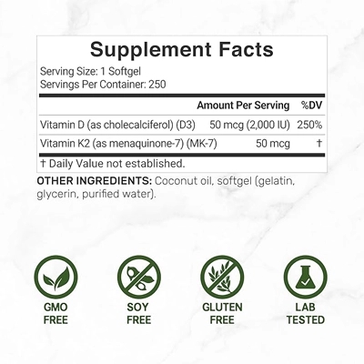 قرص ویتامین d3 و k2 دیل ساپلمنت DEAL SUPPLEMENT Sunshine Vitamin D