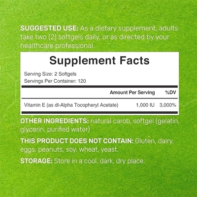 قرص ویتامین E دیل ساپلِمنت DEAL SUPPLEMENT DEAL SUPPLEMENT Vitamin E Supplements حاوی منبع غنی ویتامین E