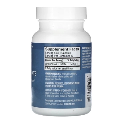 مکمل لیتیوم اوروتات برین Lithium Orotate BrainMD