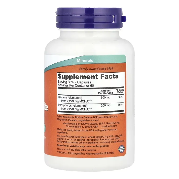کلسیم هیدروکسی آپاتیت ناو فودز Calcium Hydroxyapatite Caps Now Foods