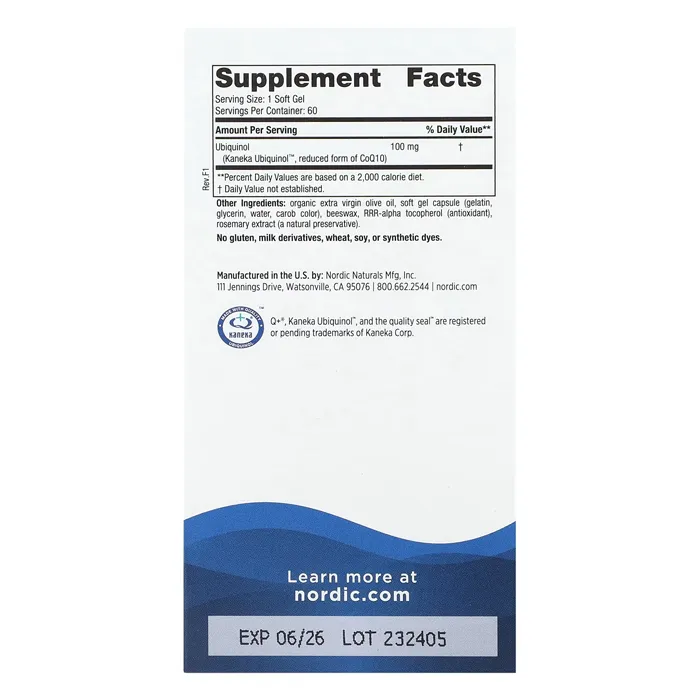 قرص کو آنزیم کیوتن 10نردیک نچرالز CoQ10 Ubiquinol Nordic Naturals