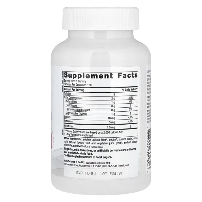 پاستیل ملاتونین بدون قند نردیک نچرالزبا طعم تمشک Zero Sugar Melatonin GummiesNordic Naturals،