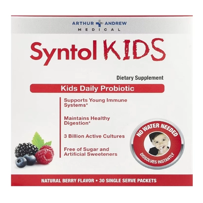 مکمل Syntol Kids, Kids Daily Probiotic, Natural Berry, 3 Billion, 30 Single Serve Packets - پروبیوتیک روزانه کودکان