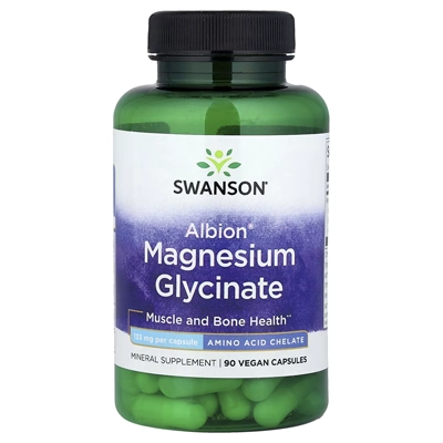 کپسول‌های وگان منیزیم گلیسینات سوآنسان Swanson, Albion®, Magnesium Glycinate