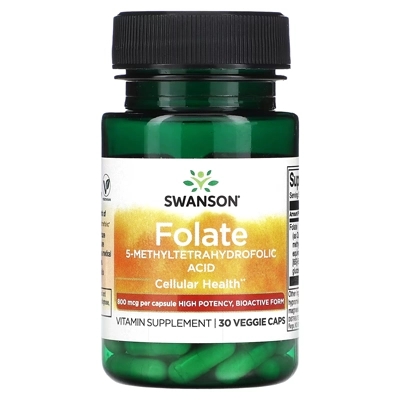 مکمل سوآنسان، فولیت، 5-متیل‌تتراهیدروفولات Swanson, Folate, 5-Methyltetrahydrofolic Acid