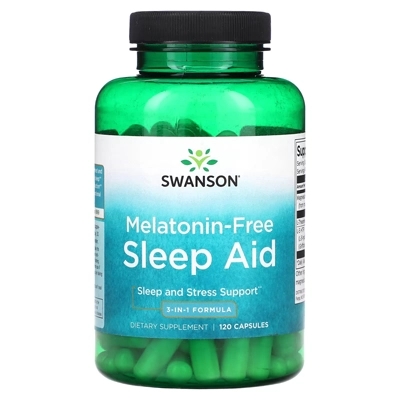مکمل سوانسون، کمک خواب بدون ملاتونین، فرمول ۳ در ۱ Melatonin-Free Sleep Aid, 3-In-1 Formula