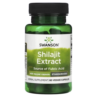 مکمل غذایی Swanson, Shilajit Extract, Standardized, 400 mg, 60 Veggie Capsules