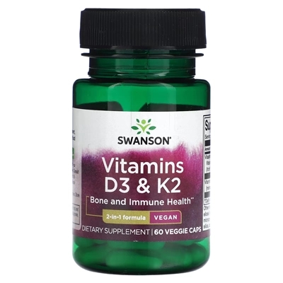 مکمل ویتامین D3 و K2 از برند معتبر سوآن‌سون Swanson, Vitamins D3 & K2