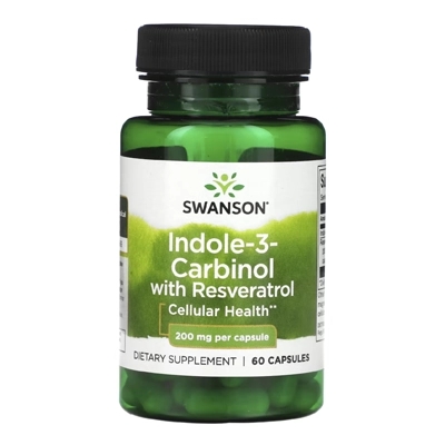 مکمل ایندول-3-کربینول با رسوراترول Indole-3-Carbinol with Resveratrol (200 میلی‌گرم)، 60 عددی