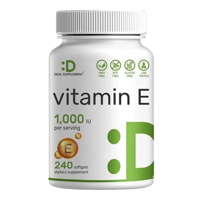 قرص ویتامین E دیل ساپلِمنت DEAL SUPPLEMENT DEAL SUPPLEMENT Vitamin E Supplements حاوی منبع غنی ویتامین E
