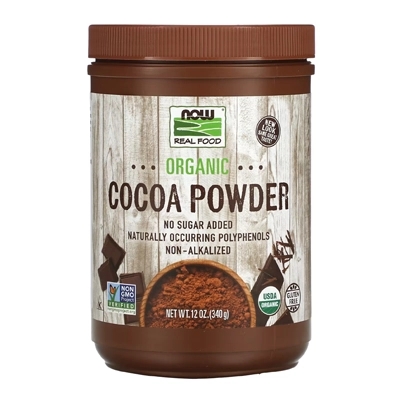 پودر کاکائو ارگانیک Real Food, Organic Cocoa Powder از برند Now Foods