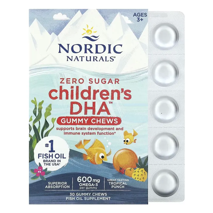 مکمل‌های DHA ( اسید دوکوزاهگزانوئیک ) کودکان نردیک نچرالز Nordic Naturals Children's DHA Gummy Chews